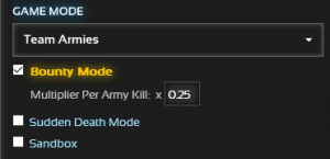 Game mode team armies with bounty mode enabled